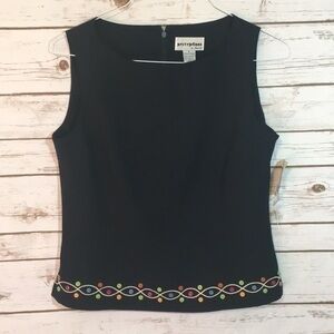Perceptions Tank Top Navy Button Trim Classic NWT